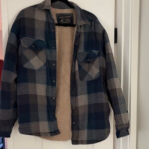 Men's Plaid Shirt Jacket - Blue and Gray